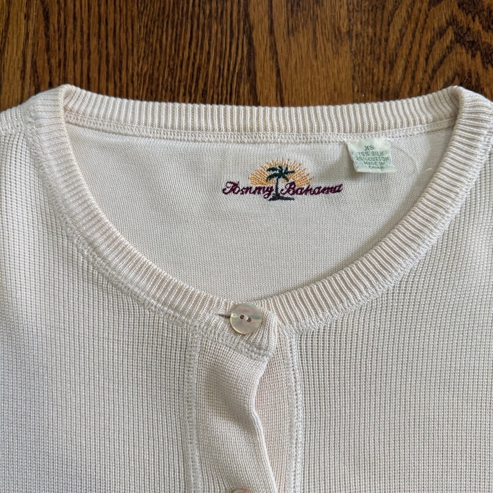 Tommy Bahama Cream Silk Blend Cardigan Sweater Size XS - Picture 4 of 10